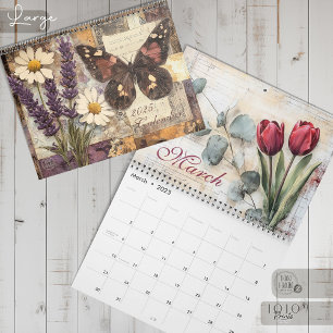 Calendario Vintage Floral Mariposa