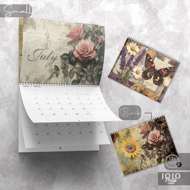 Calendario Vintage Floral Mariposa (Vintage Floral Butterfly Calendar_Small)