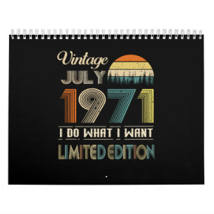 Calendario Vintage Julio 1971 What I Want Limited Edition