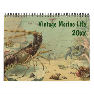 Calendario Vintage Ocean Marine Life Animal and Sea Creaturas
