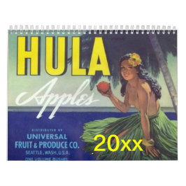 Calendario Vintage Retro Fruit Vegetables Crate Label Ads  