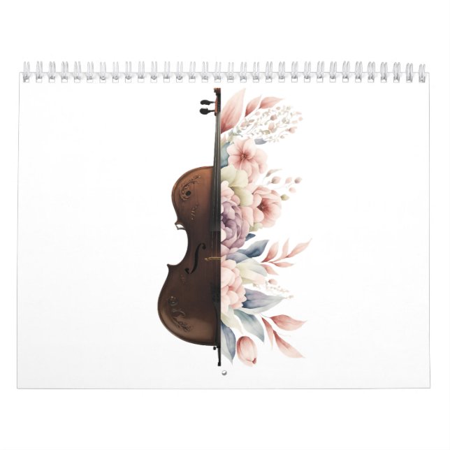 Calendario Violín con flores. (Tapa)