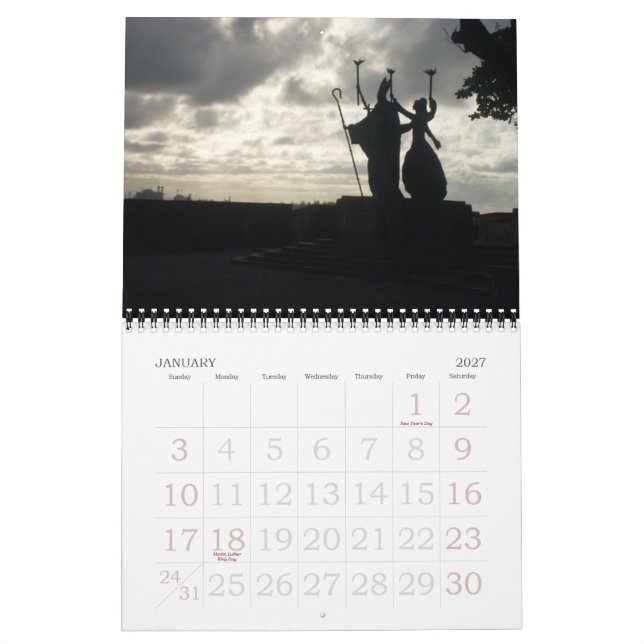 Calendario Vista de Puerto Rico (Jan 2027)