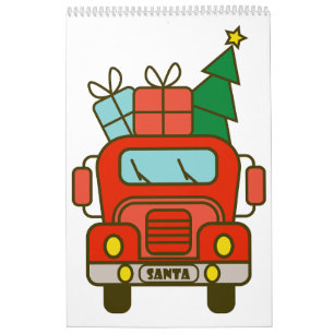 Calendario Vista frontal del camión Santa Feliz Navidad