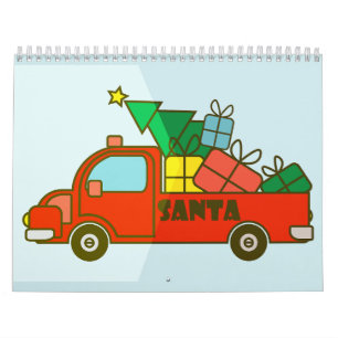 Calendario Vista lateral del camión Santa Feliz Navidad