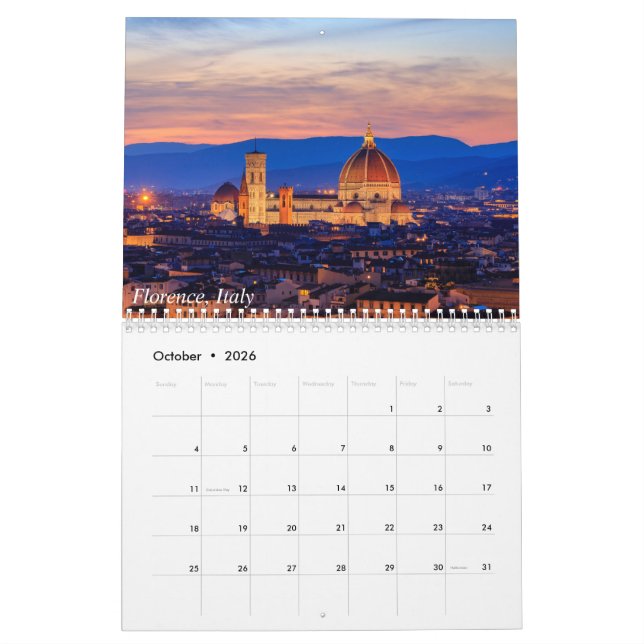 Calendario Vistas de Italia, Francia y California Calendar (Oct 2026)