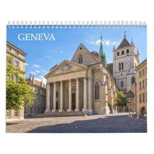 Calendario Vistas escénicas de la ciudad de Ginebra Suiza