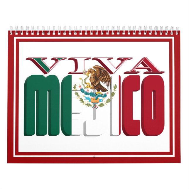 Calendario VIVA MEJICO Bandera Mexicana (Tapa)