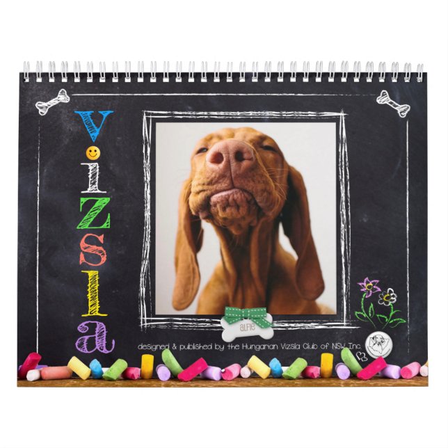Calendario Vizsla Chalkboard (Tapa)