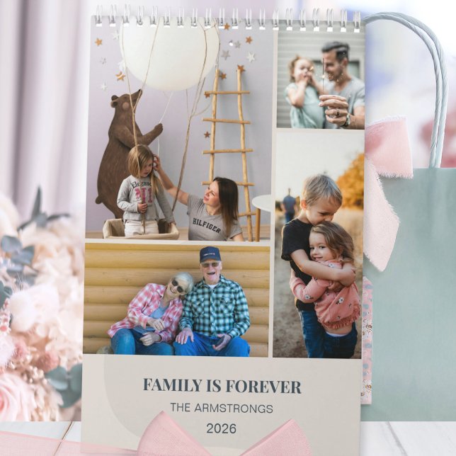 Calendario Warm Neutral Minimalist Family Photo Collage Wall (Warm Neutral Minimalist Family Photo Collage Wall Calendar ©Susanne Sachers - Sunny Mind 🌞)