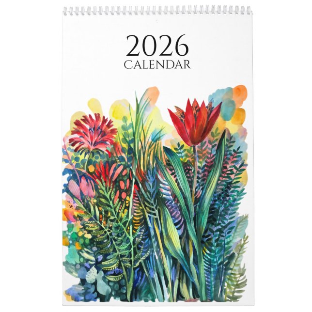 Calendario Watercolor flowers and animals Calendar (Tapa)