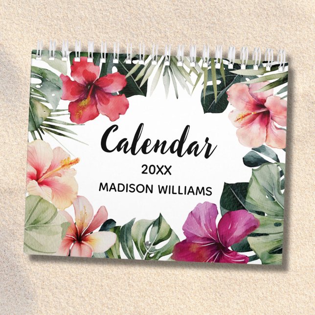 Calendario Watercolor Tropical Floral Botanical 2026 (Close up)