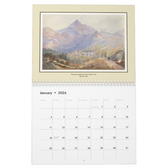Calendario Watercolours de una señora del Victorian (Jan 2026)