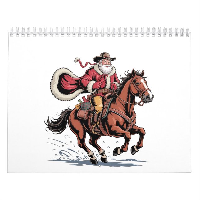 Calendario Western Riding Rodeo Horse Cowboy Santa Christmas (Tapa)