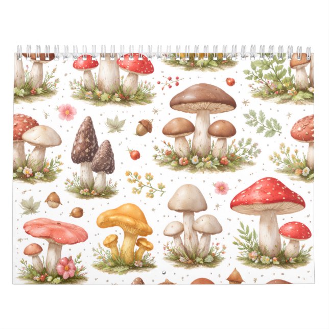 Calendario Whimsical Mushroom Pattern – Vintage Botanical  (Tapa)