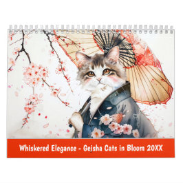 Calendario Whiskered Elegance – Geisha Cats in Bloom