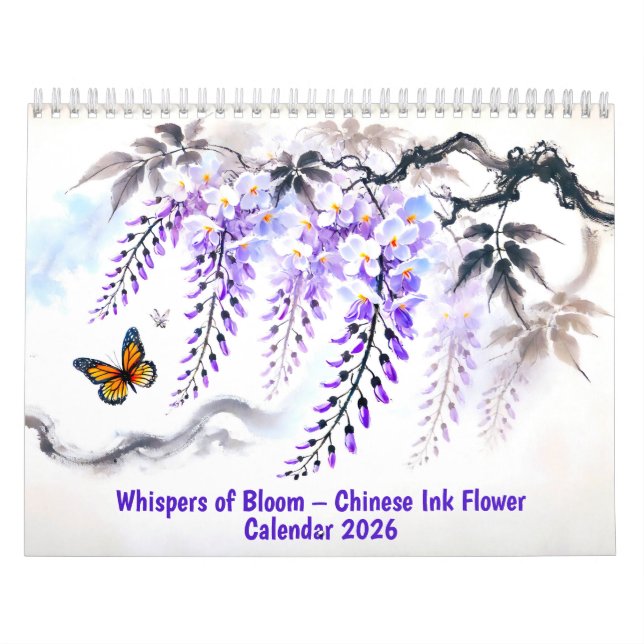 Calendario Whispers of Bloom Chinese Ink Flower Calendar 2026 (Tapa)