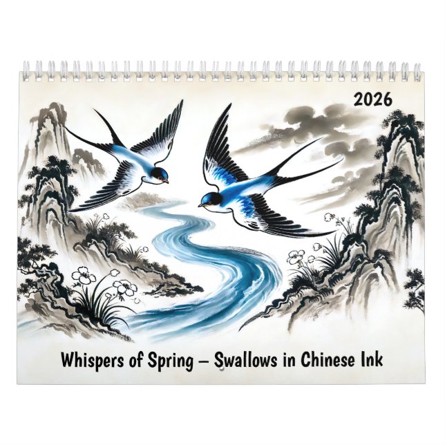 Calendario Whispers of Spring – Swallows in Chinese Ink (Tapa)