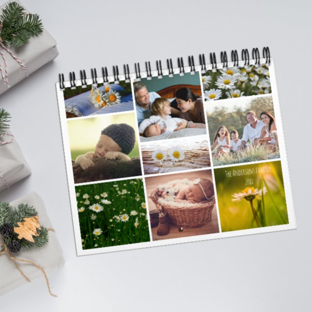 Calendario White daisy family photo for grandparents Calendar (Subido por el creador)