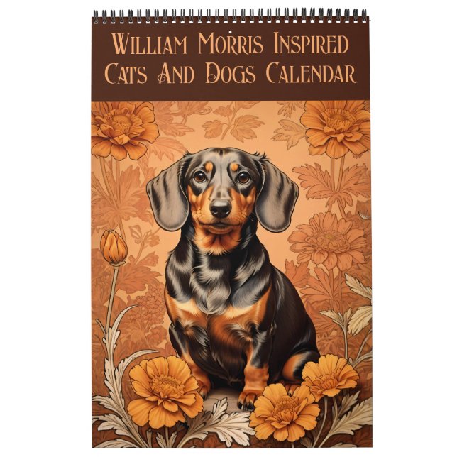 Calendario William Morris Inspiró Gatos Y Perros 2025 (Tapa)