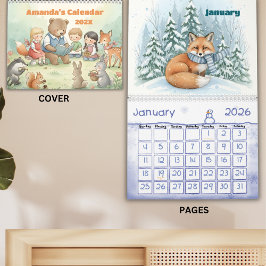 Calendario Woodland Forest Friends Personalized Kids 2026