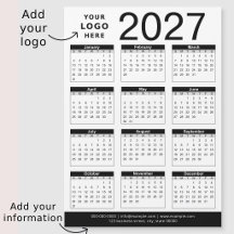 Calendario y logotipo comercial personalizado negr