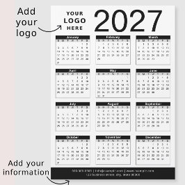 Calendario y logotipo comercial personalizado negr