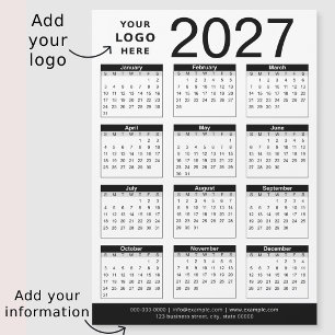 Calendario y logotipo comercial personalizado negr