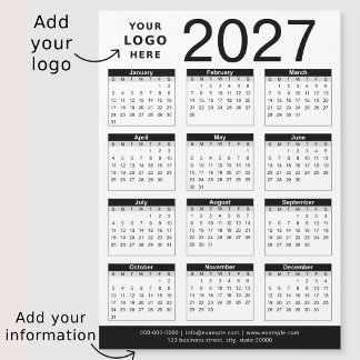 Calendario y logotipo comercial personalizado negr