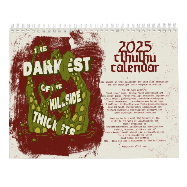 Calendario Ye Olde Thickets Calendar 2025 (Reverso)
