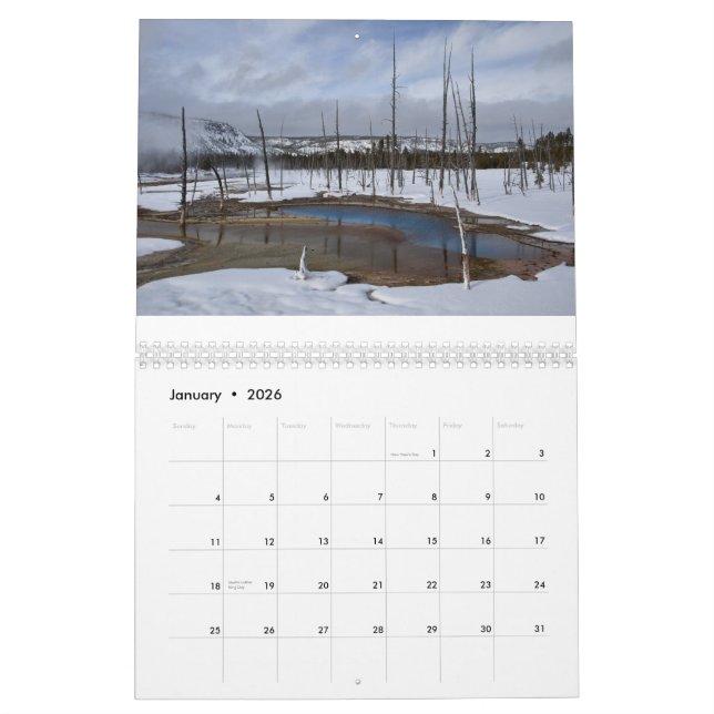 Calendario Yellowstone y Tetons (Jan 2026)