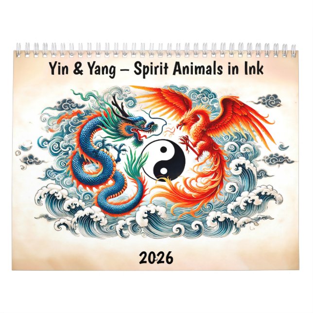 Calendario Yin & Yang – Spirit Animals in Ink (Tapa)
