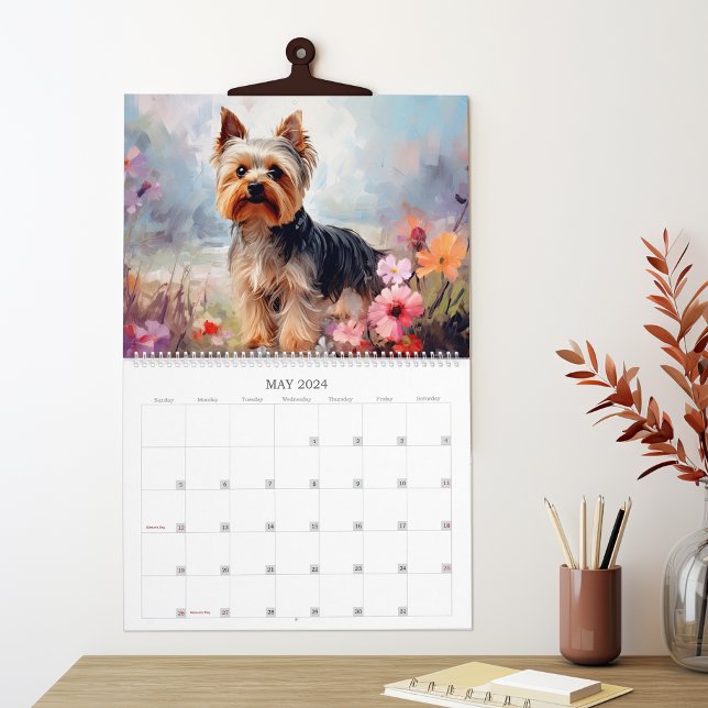 Calendario Yorkies y Flores Perro Lover (Subido por el creador)