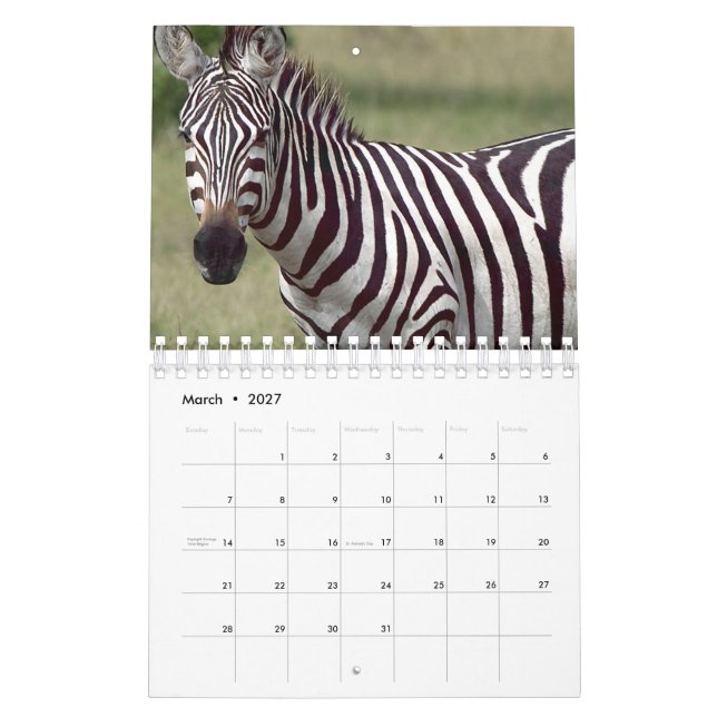 Calendario Zebra (Mar 2027)