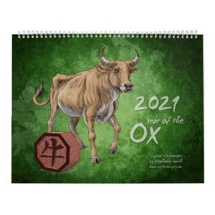 Calendario Zodiaco chino 2021: Año de la ilustración de Ox
