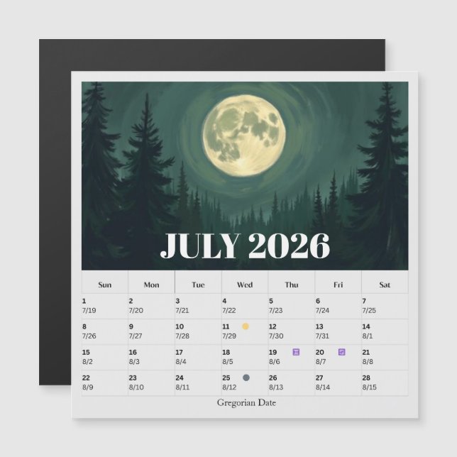 Calendario Zodíaco de Fases Lunares de 13 Meses de (Anverso/Reverso)