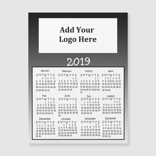 Calendarios de imanes de aspecto negro 2019 (Anverso)