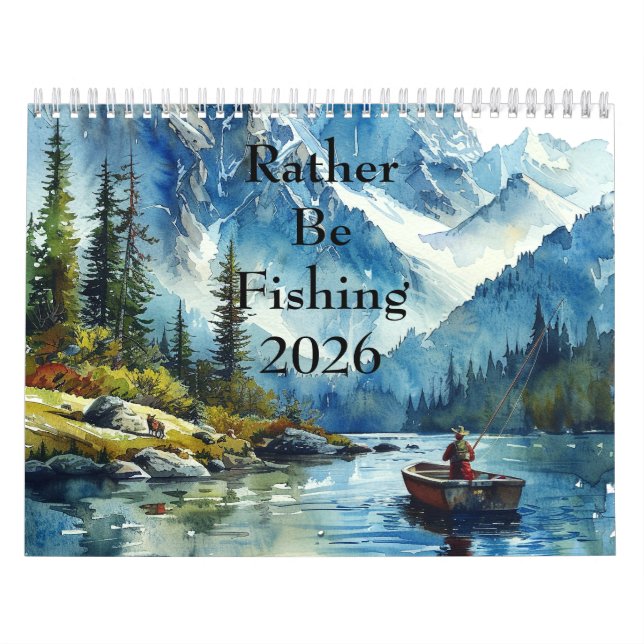 Calendarios de pared de acuarela 'Rather Be Fishin (Tapa)