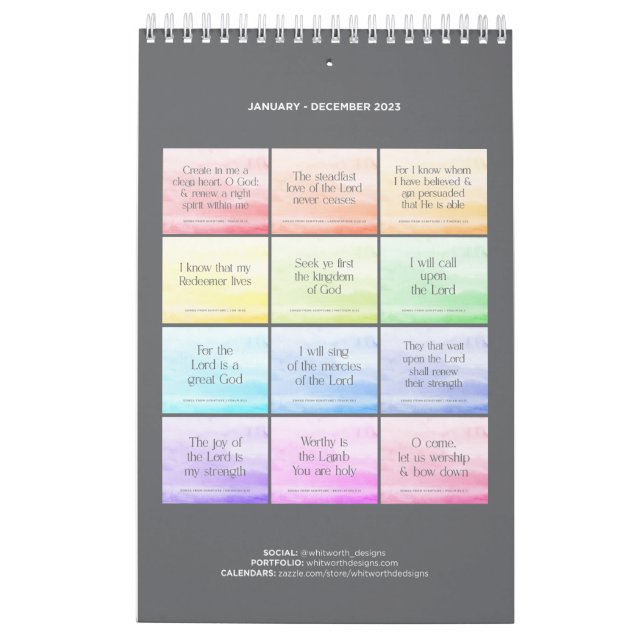 Calendarios versales de la biblia de 2023 (Reverso)