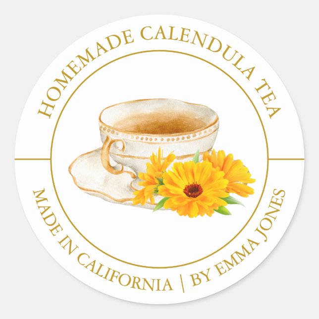Calendula Tea Etiqueta moderna (Anverso)