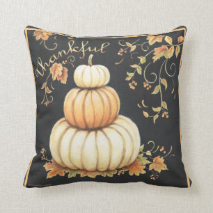 Calentadas calabazas con almohada negra "Gracias"