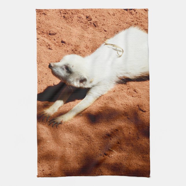 Calentamiento De Meerkat Blanco, Toalla De Plato (Vertical)