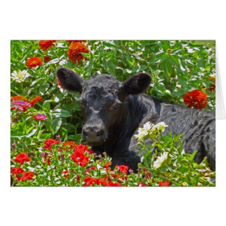 Calf bebé en las flores