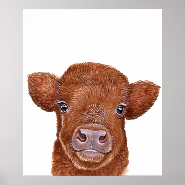 Calf de vaca de vaca rojo de arte de guardería (Frente)
