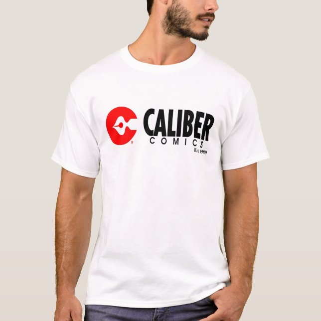 Caliber Comics logotipo horizontal camiseta blanca (Anverso)