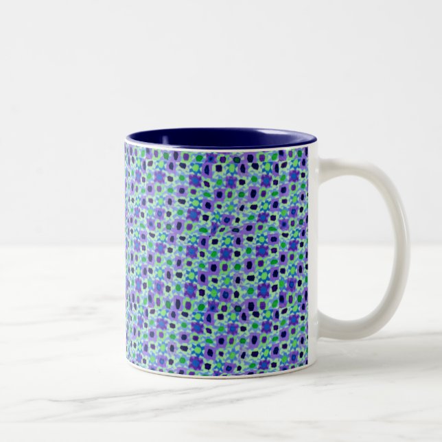 Calicó azul taza del Dos-Tono de 11 onzas (Derecha)