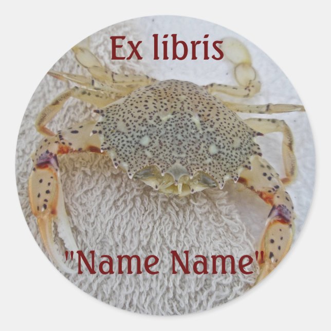 Calico Crab Ex libris Book Pegatina por personaliz (Anverso)
