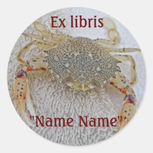 Calico Crab Ex libris Book Pegatina por personaliz