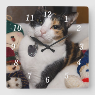 Calico Y El Reloj De Pared De Snowmen