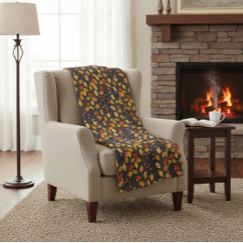 Cálida manta de flores de otoño con hojas de otoño